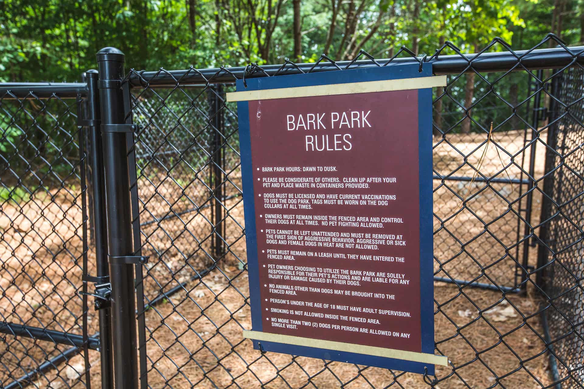 signage for pet park rules